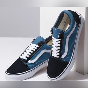 Vans Unisex Black and Blue Old Skool Shoes